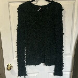 Free People Dark Green Shaggy Crewneck Sweater